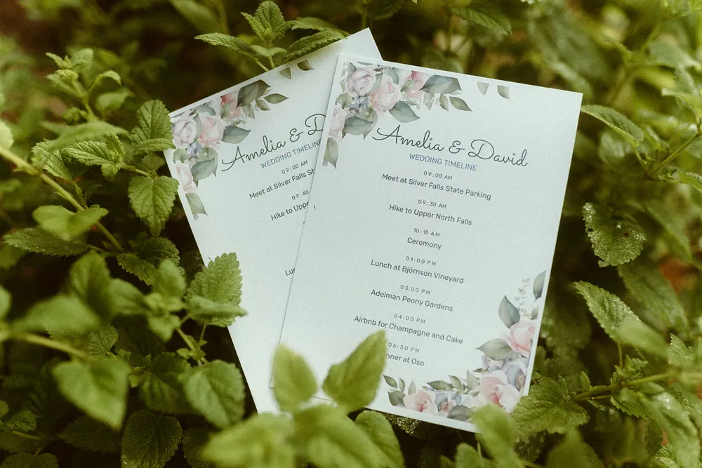 Wedding stationery among the greenery