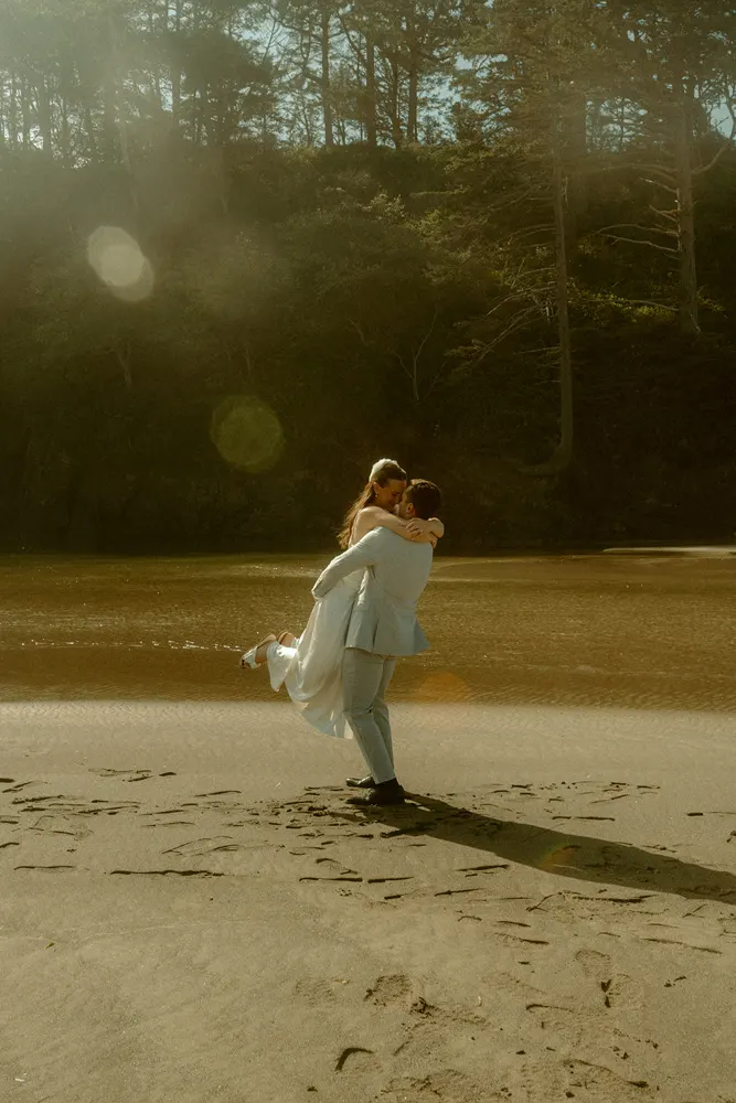 Suzanne walking across the sand