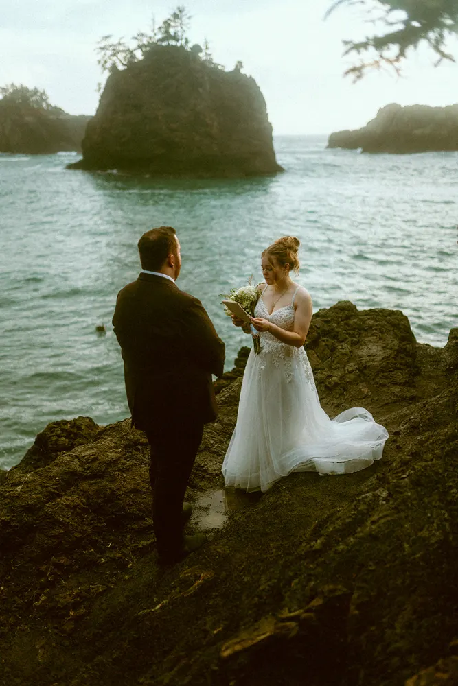 The couple overlooking the ocean