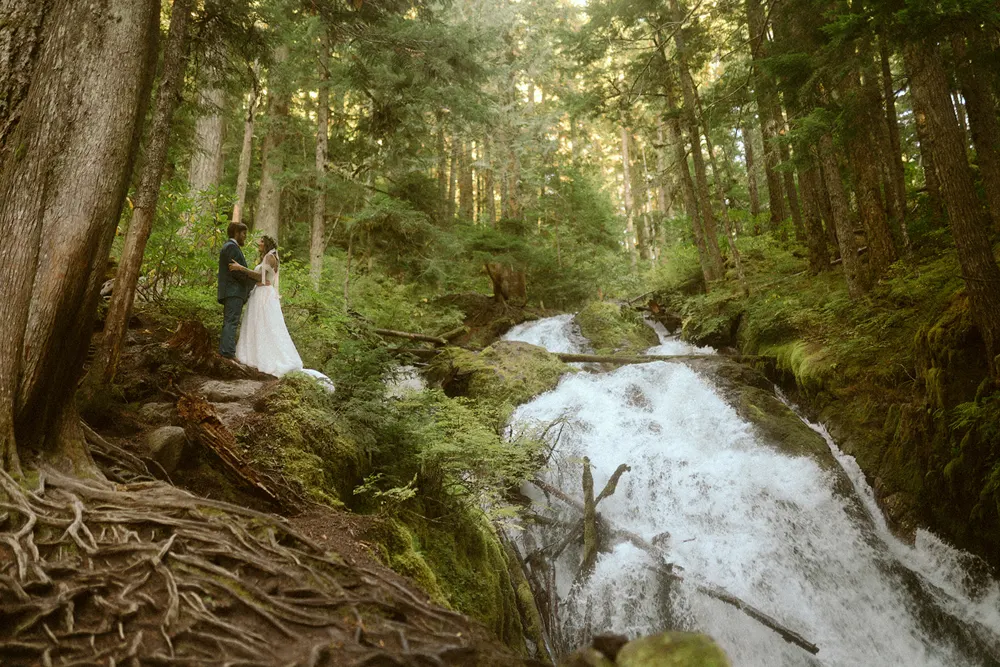 Exploring a secluded forest waterfall