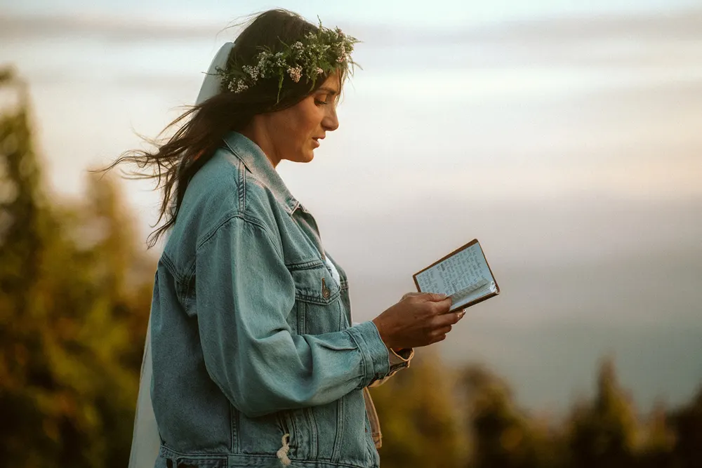 Reading from a vow book during the ceremony
