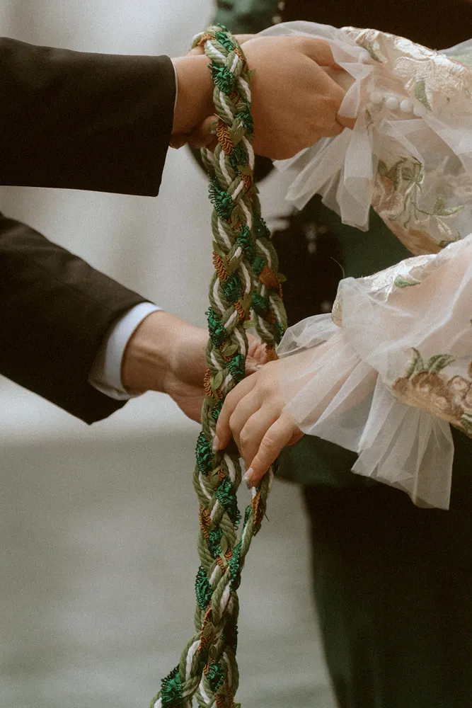 Hands joined during the handfasting ceremony