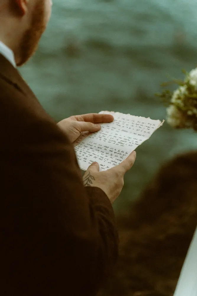 Vow book during their ceremony
