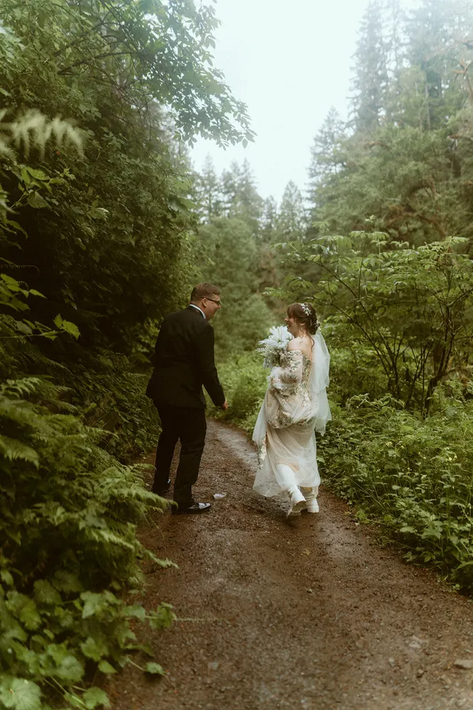 Walking along the forest trail