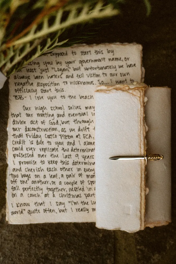 Vow book resting on an open book